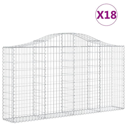 Gabionkurver buede 18 stk 200x30x100/120 cm galvanisert jern