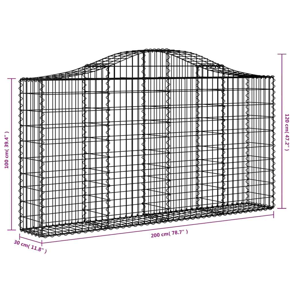 Gabionkurver buede 18 stk 200x30x100/120 cm galvanisert jern
