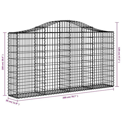 Gabionkurver buede 18 stk 200x30x100/120 cm galvanisert jern