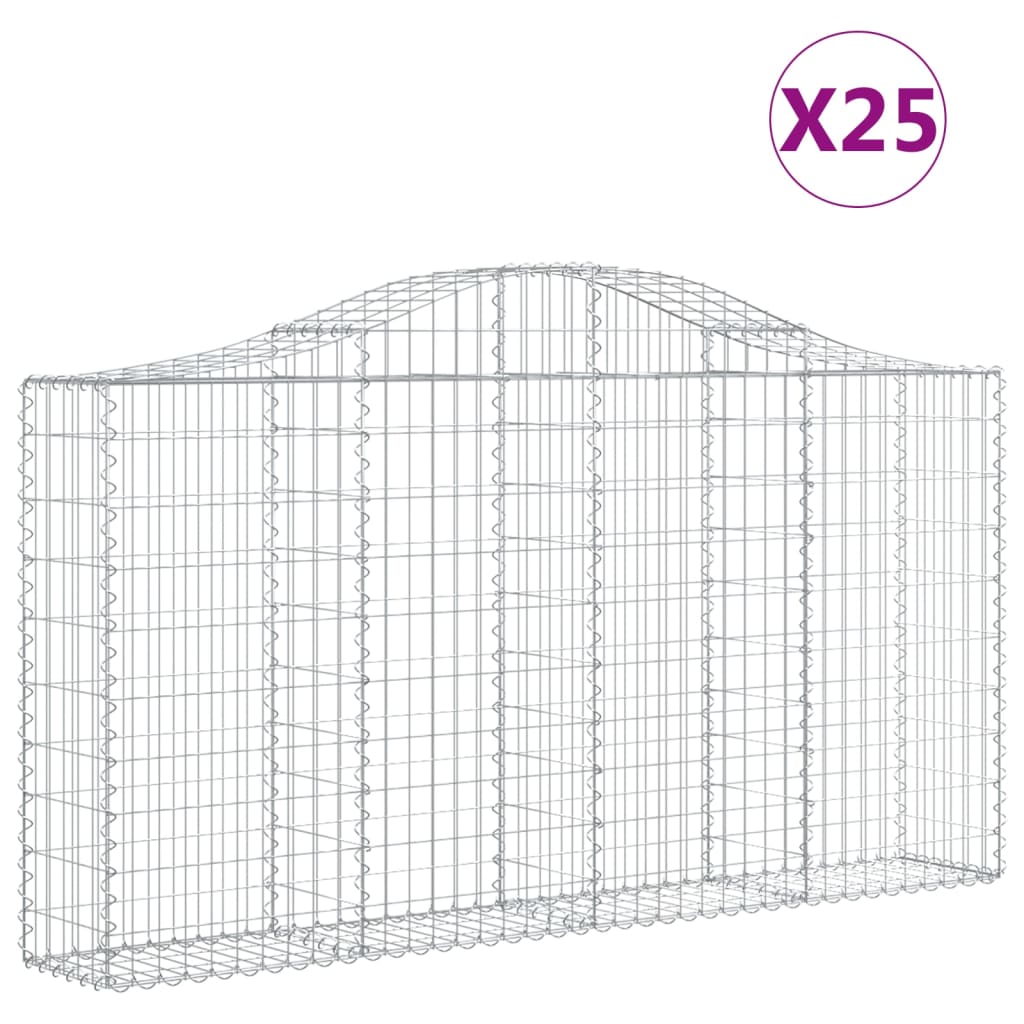 Gabionkurver buede 25 stk 200x30x100/120 cm galvanisert jern