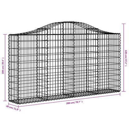Gabionkurver buede 40 stk 200x30x100/120 cm galvanisert jern