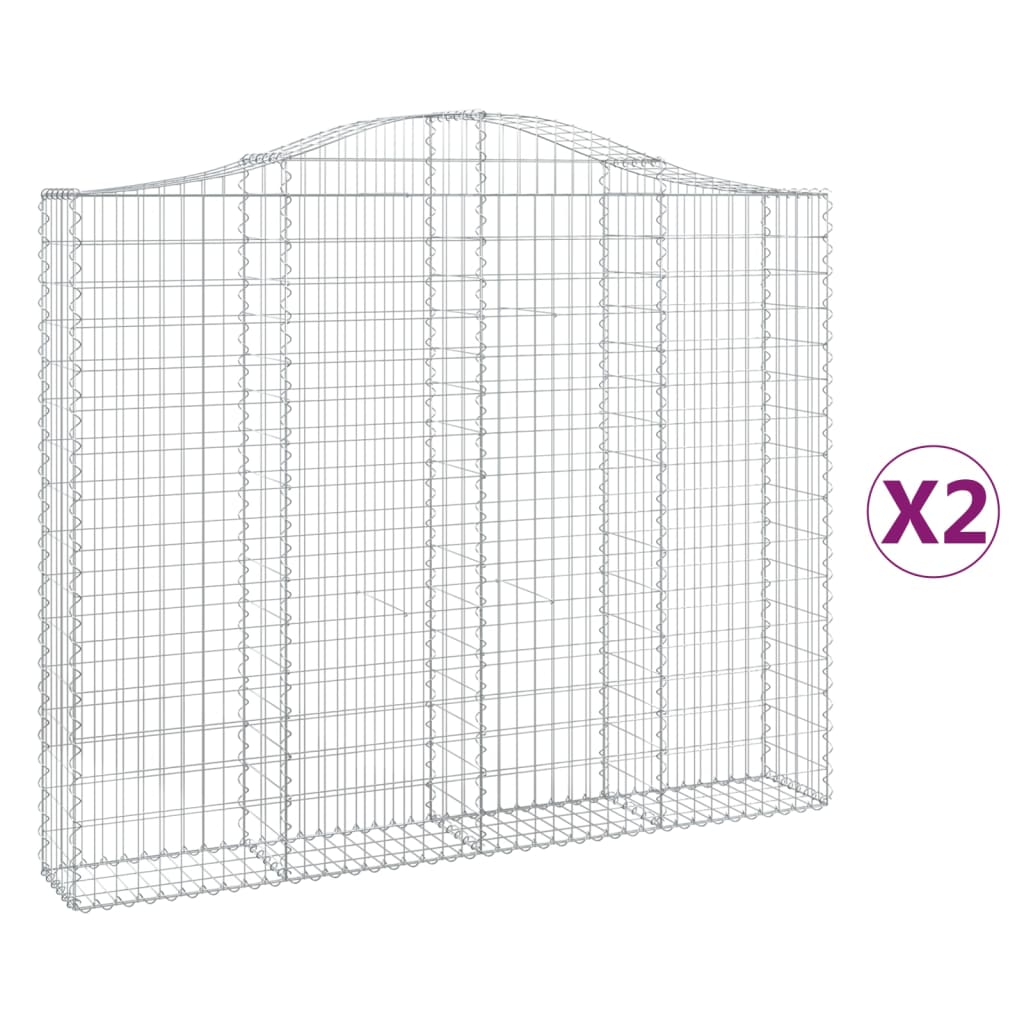 Gabionkurver buede 2 stk 200x30x160/180 cm galvanisert jern