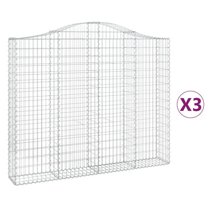 Gabionkurver buede 3 stk 200x30x160/180 cm galvanisert jern