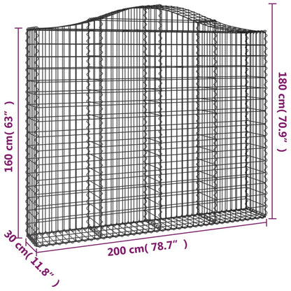 Gabionkurver buede 3 stk 200x30x160/180 cm galvanisert jern