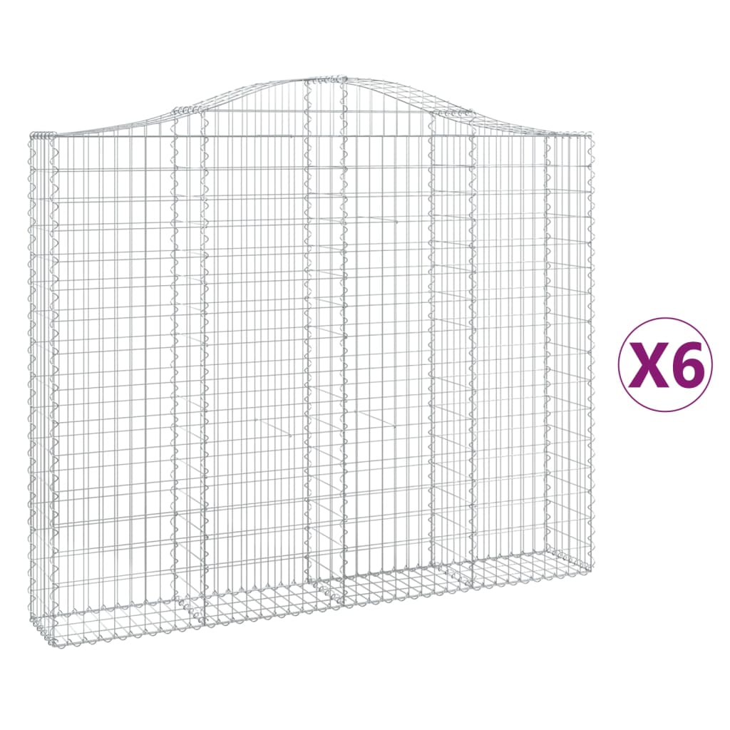 Gabionkurver buede 6 stk 200x30x160/180 cm galvanisert jern
