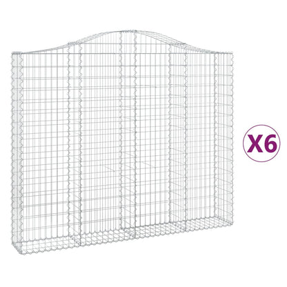 Gabionkurver buede 6 stk 200x30x160/180 cm galvanisert jern