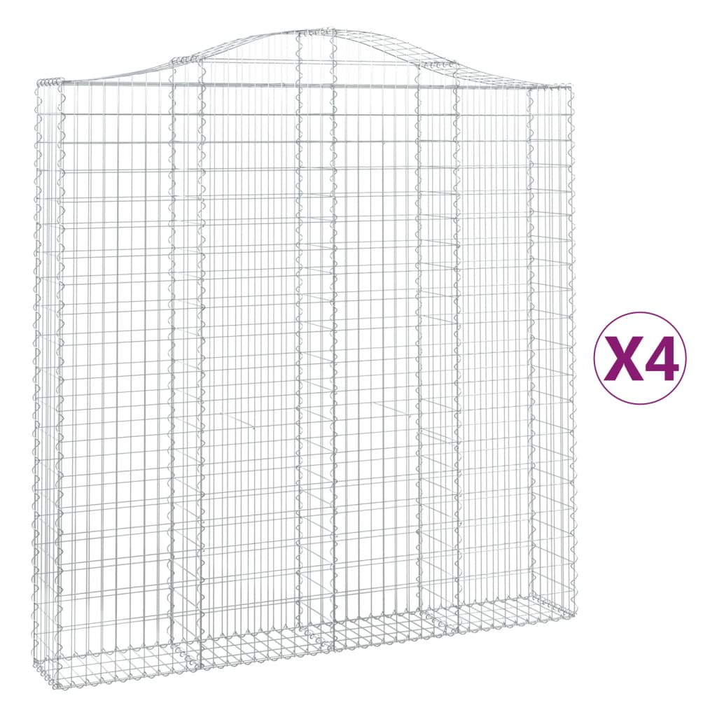Gabionkurver buede 4 stk 200x30x200/220 cm galvanisert jern