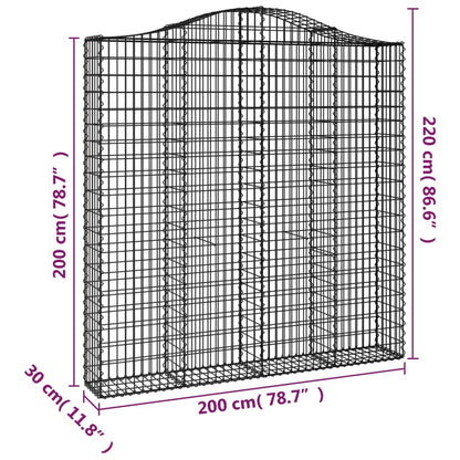 Gabionkurver buede 4 stk 200x30x200/220 cm galvanisert jern