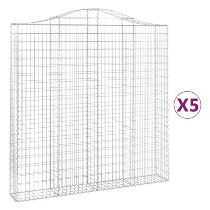 Gabionkurver buede 5 stk 200x30x200/220 cm galvanisert jern