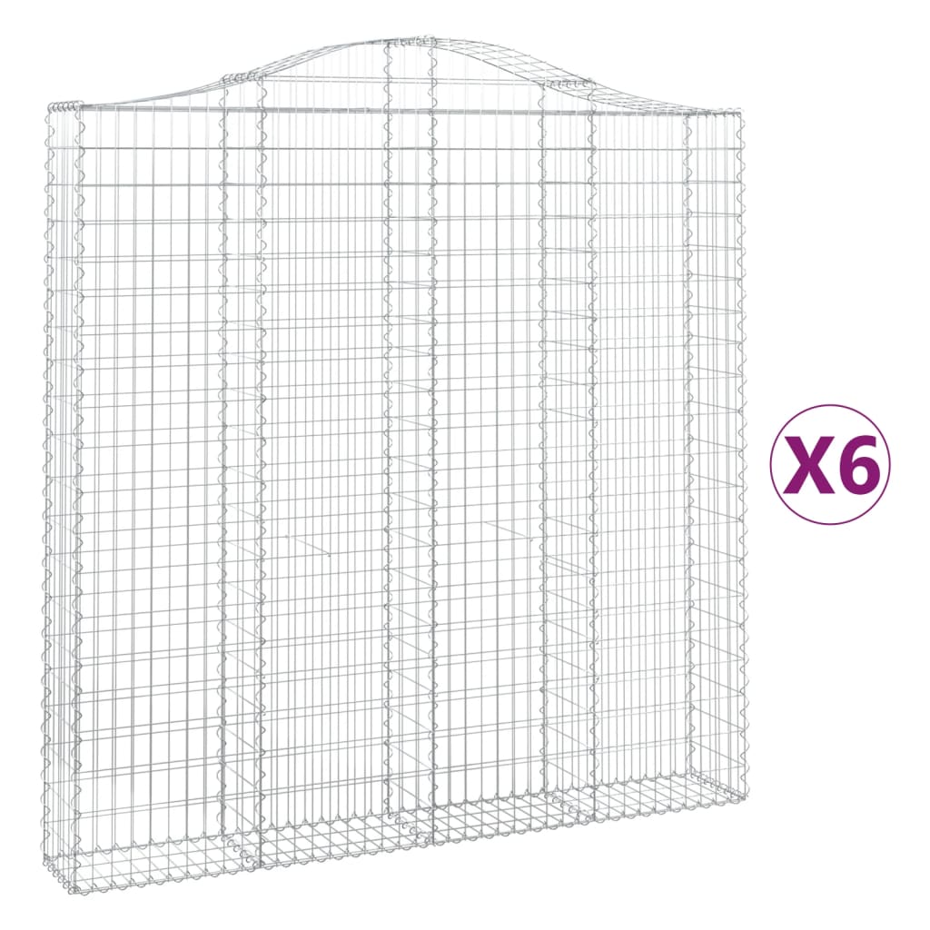 Gabionkurver buede 6 stk 200x30x200/220 cm galvanisert jern