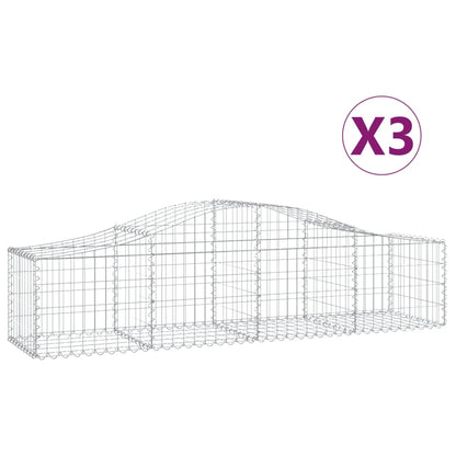 Gabionkurver buede 3 stk 200x50x40/60 cm galvanisert jern