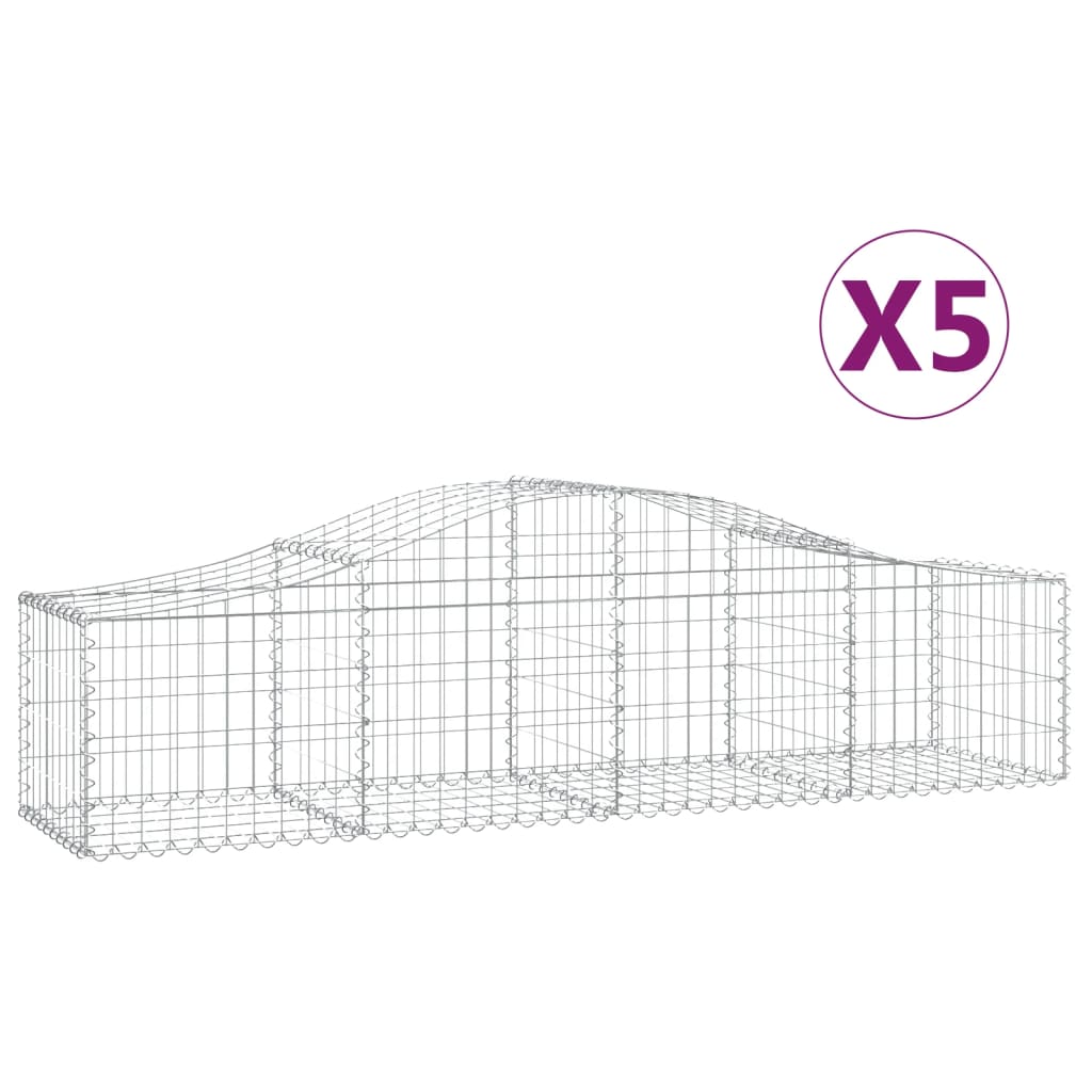 Gabionkurver buede 5 stk 200x50x40/60 cm galvanisert jern