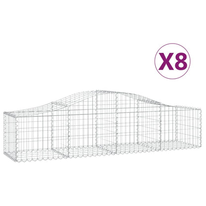 Gabionkurver buede 8 stk 200x50x40/60 cm galvanisert jern