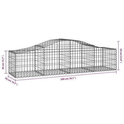Gabionkurver buede 8 stk 200x50x40/60 cm galvanisert jern