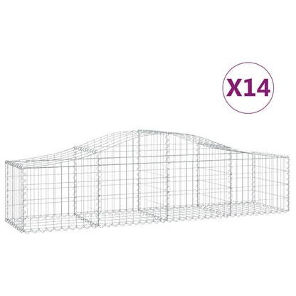 Gabionkurver buede 14 stk 200x50x40/60 cm galvanisert jern
