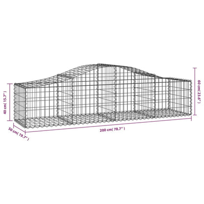 Gabionkurver buede 15 stk 200x50x40/60 cm galvanisert jern