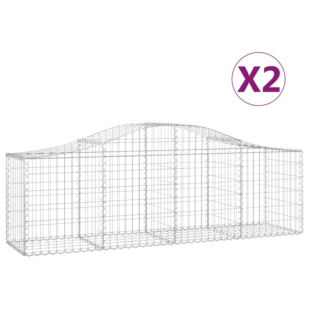 Gabionkurver buede 2 stk 200x50x60/80 cm galvanisert jern