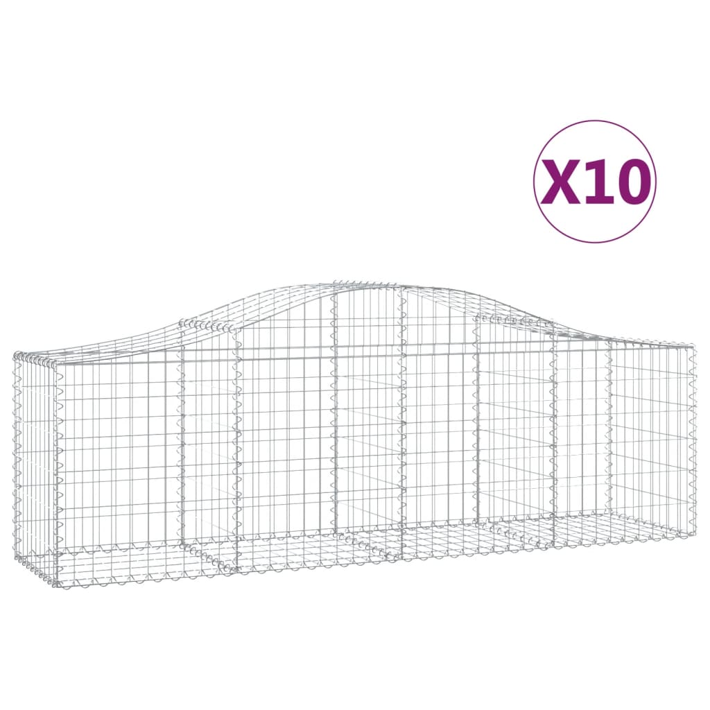 Gabionkurver buede 10 stk 200x50x60/80 cm galvanisert jern
