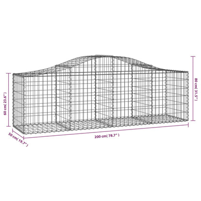 Gabionkurver buede 30 stk 200x50x60/80 cm galvanisert jern