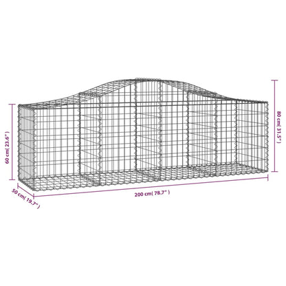 Gabionkurver buede 50 stk 200x50x60/80 cm galvanisert jern
