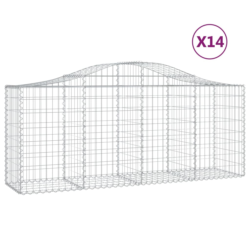 Gabionkurver buede 14 stk 200x50x80/100 cm galvanisert jern