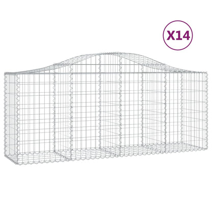 Gabionkurver buede 14 stk 200x50x80/100 cm galvanisert jern
