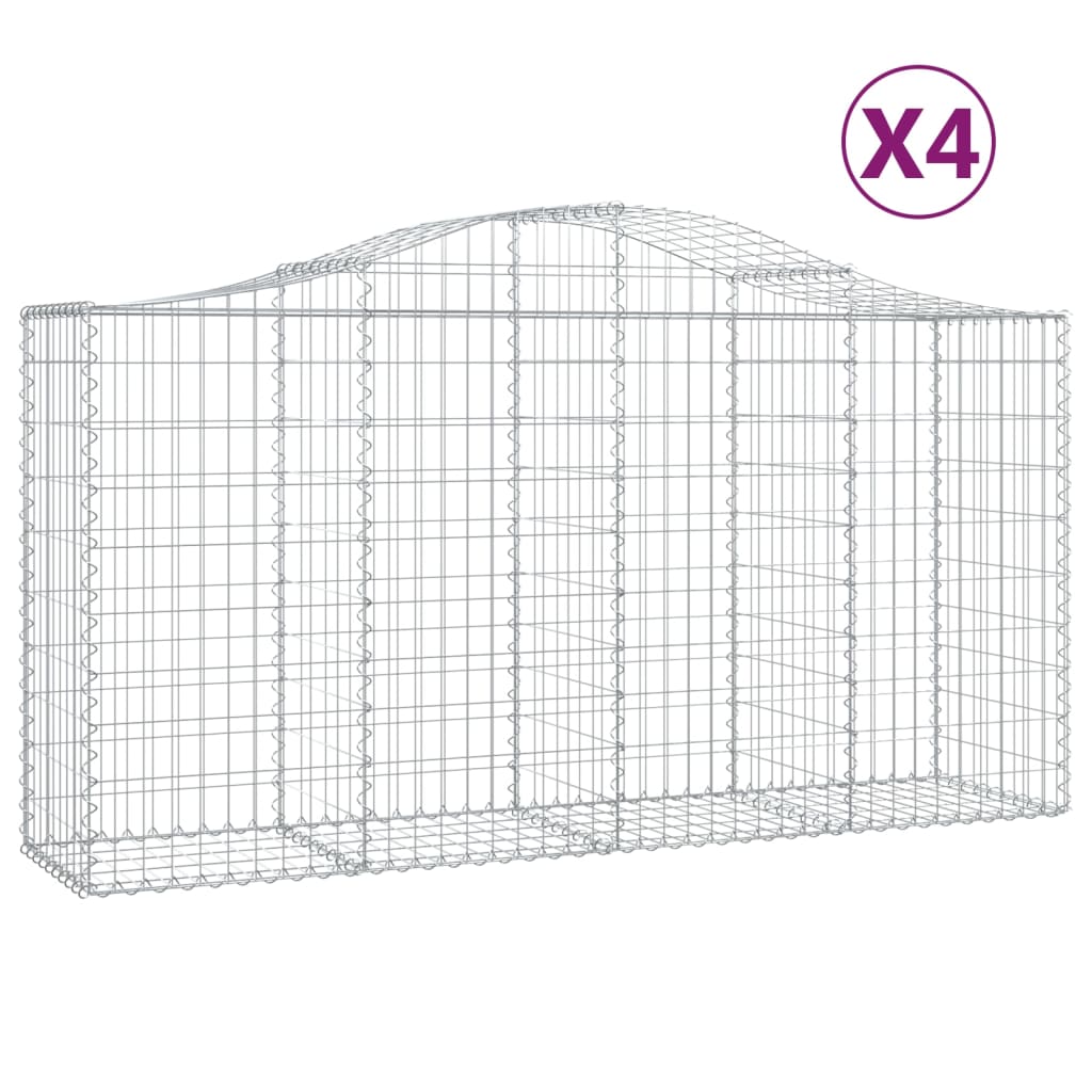 Gabionkurver buede 4 stk 200x50x100/120 cm galvanisert jern
