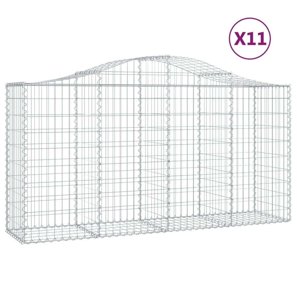 Gabionkurver buede 11 stk 200x50x100/120 cm galvanisert jern