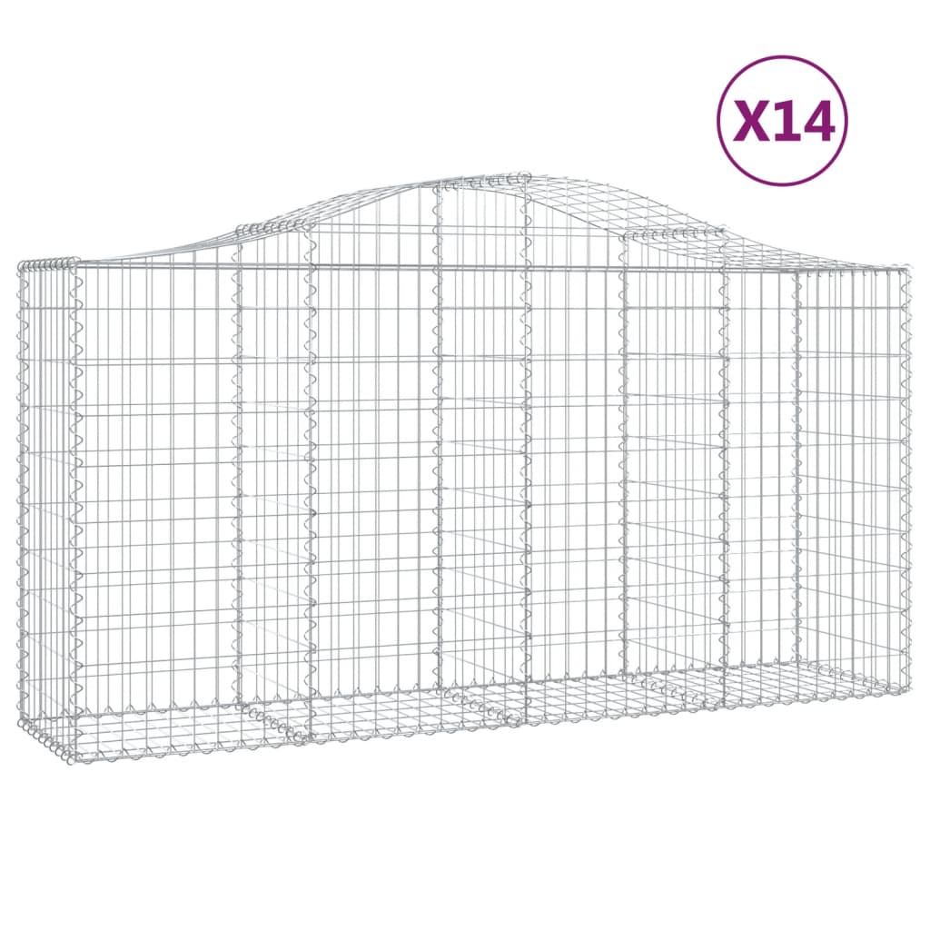 Gabionkurver buede 14 stk 200x50x100/120 cm galvanisert jern