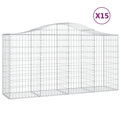 Gabionkurver buede 15 stk 200x50x100/120 cm galvanisert jern