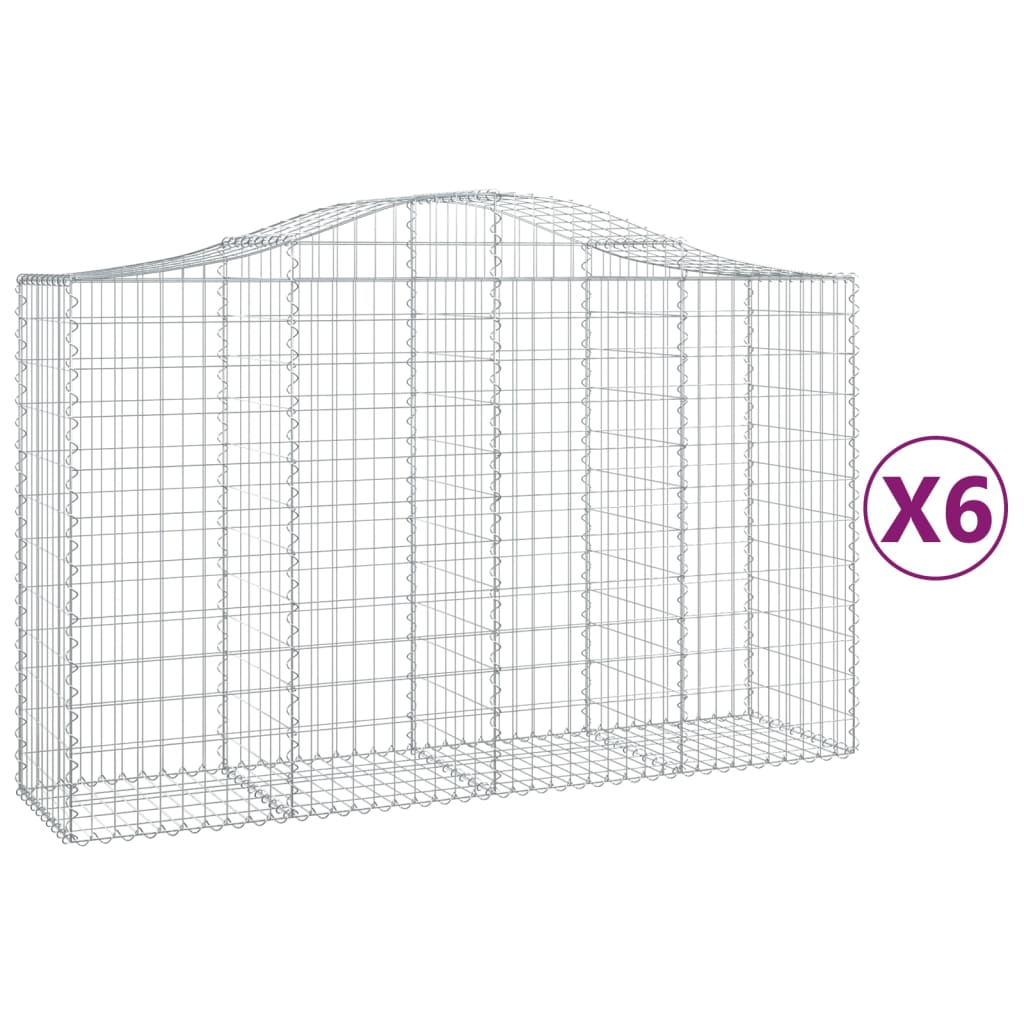 Gabionkurver buede 6 stk 200x50x120/140 cm galvanisert jern