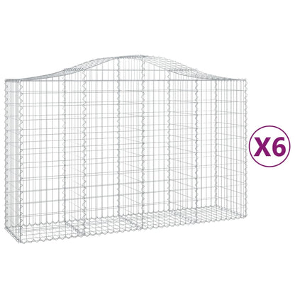Gabionkurver buede 6 stk 200x50x120/140 cm galvanisert jern