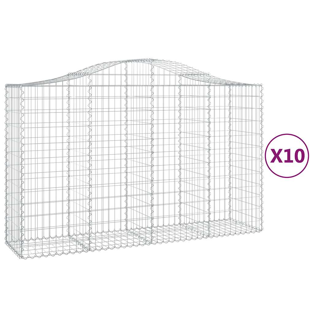 Gabionkurver buede 10 stk 200x50x120/140 cm galvanisert jern