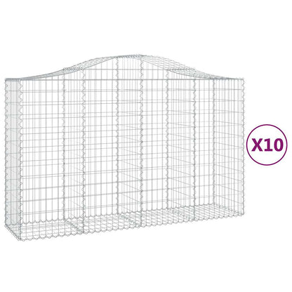 Gabionkurver buede 10 stk 200x50x120/140 cm galvanisert jern