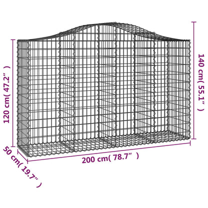 Gabionkurver buede 10 stk 200x50x120/140 cm galvanisert jern