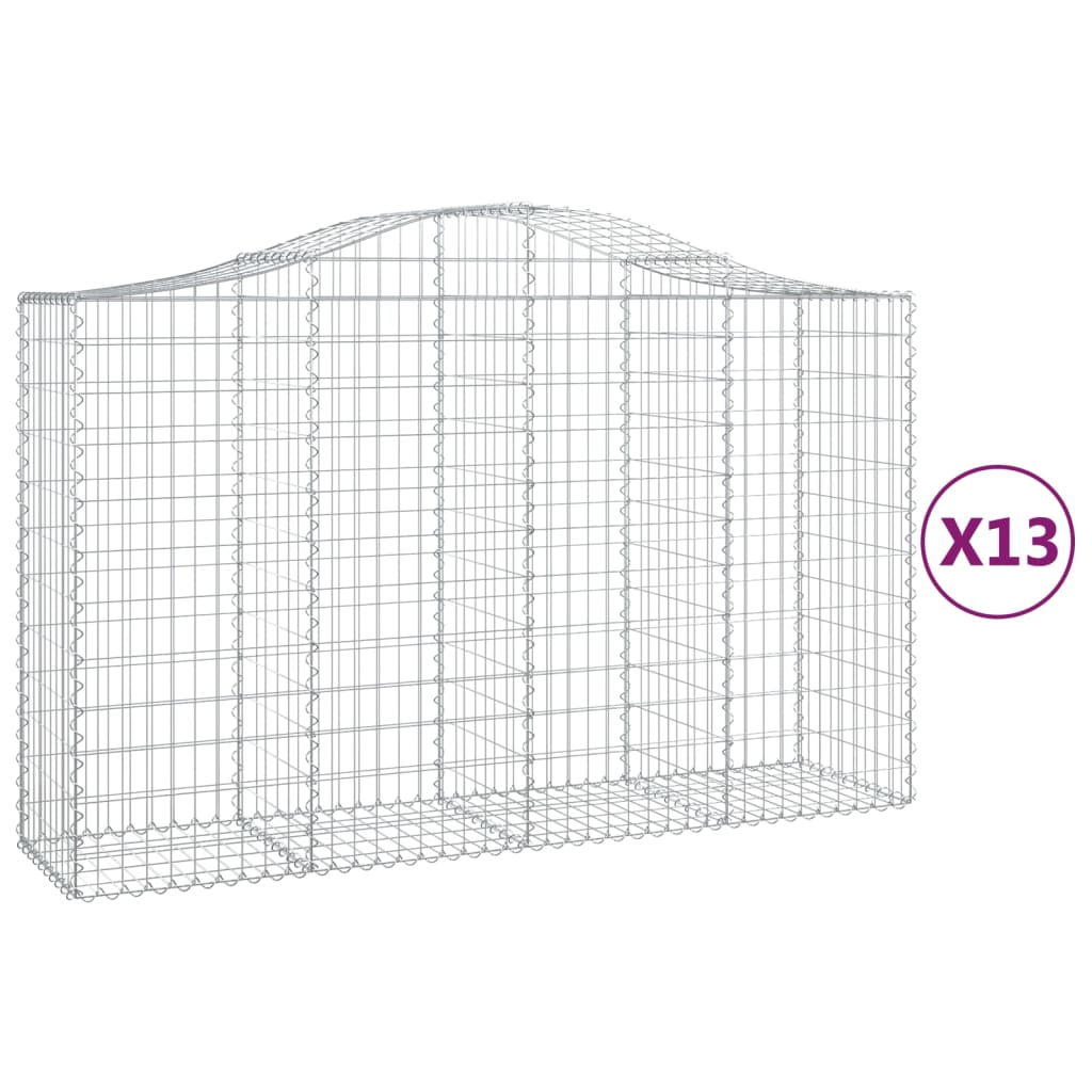Gabionkurver buede 13 stk 200x50x120/140 cm galvanisert jern