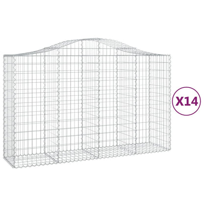 Gabionkurver buede 14 stk 200x50x120/140 cm galvanisert jern