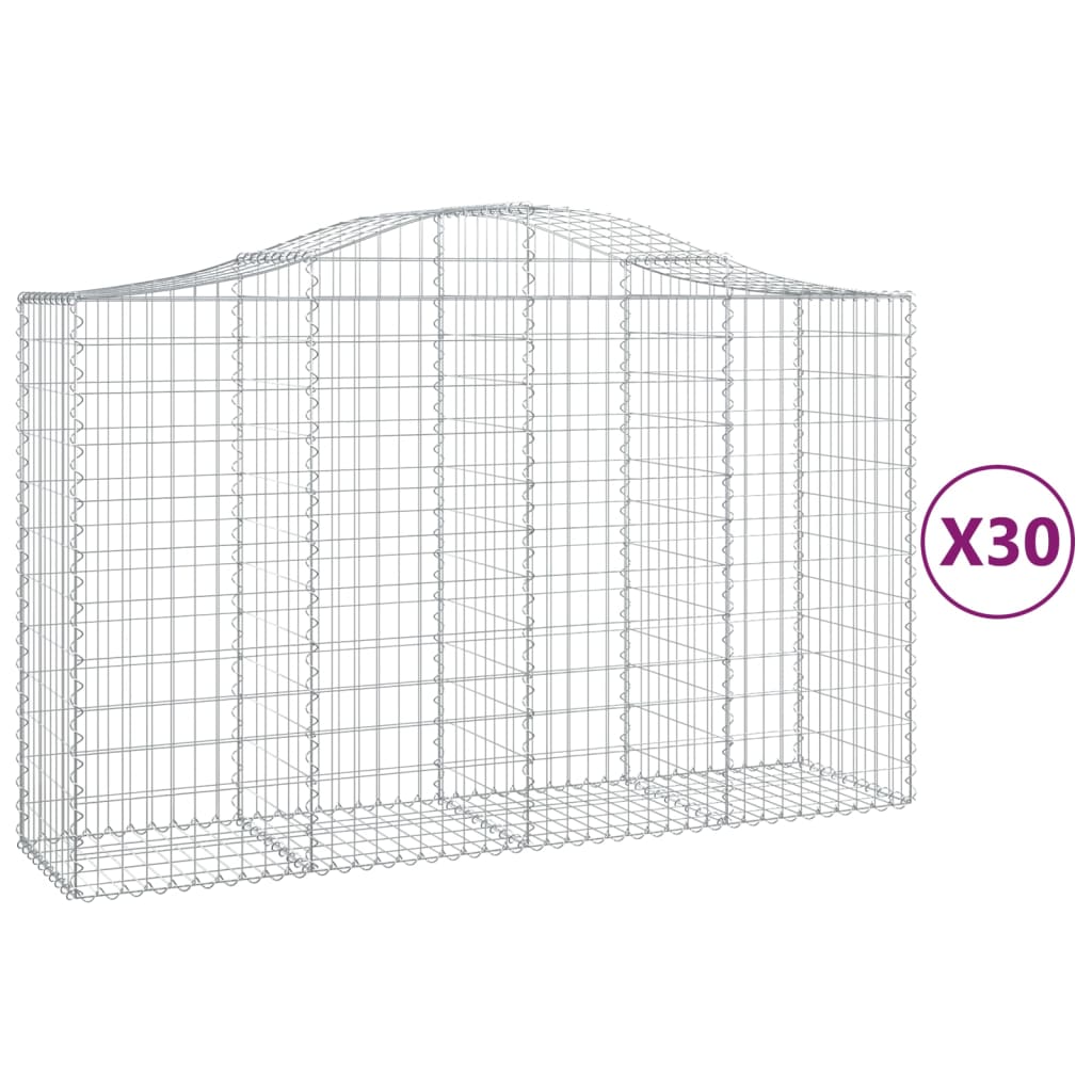 Gabionkurver buede 30 stk 200x50x120/140 cm galvanisert jern