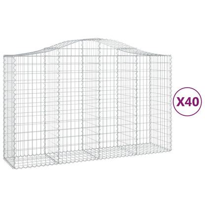 Gabionkurver buede 40 stk 200x50x120/140 cm galvanisert jern