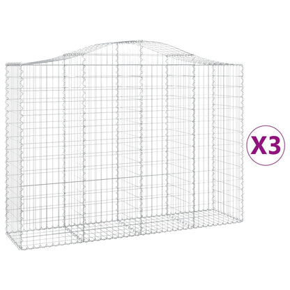Gabionkurver buede 3 stk 200x50x140/160 cm galvanisert jern