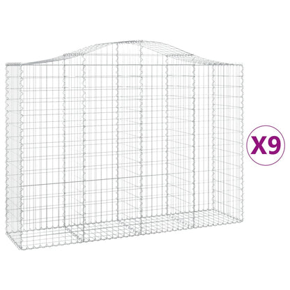 Gabionkurver buede 9 stk 200x50x140/160 cm galvanisert jern
