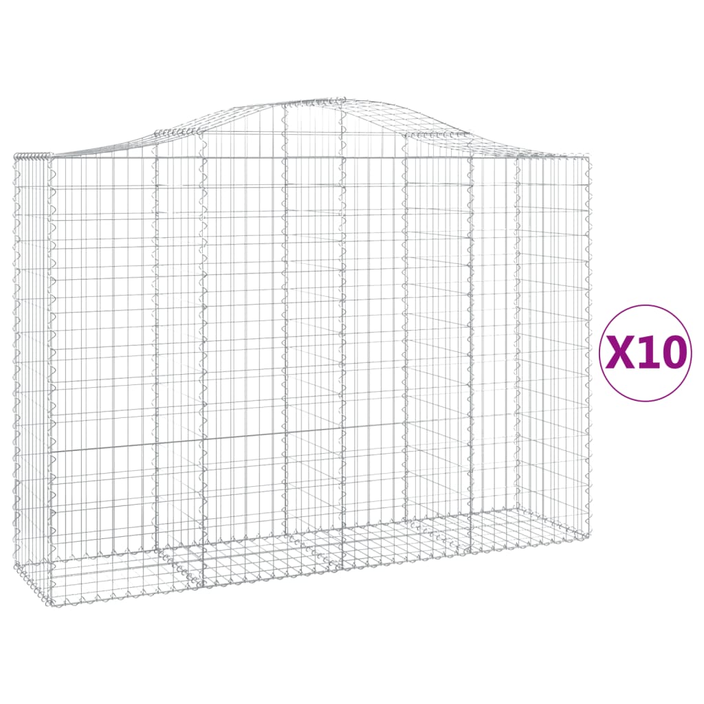 Gabionkurver buede 10 stk 200x50x140/160 cm galvanisert jern