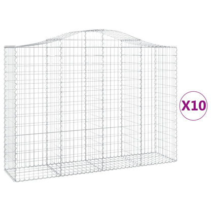 Gabionkurver buede 10 stk 200x50x140/160 cm galvanisert jern
