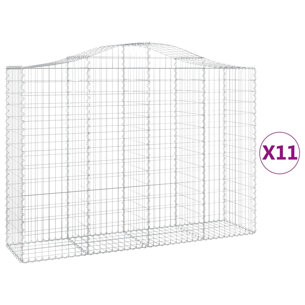 Gabionkurver buede 11 stk 200x50x140/160 cm galvanisert jern
