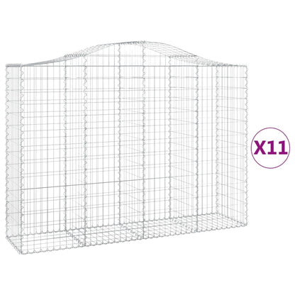Gabionkurver buede 11 stk 200x50x140/160 cm galvanisert jern