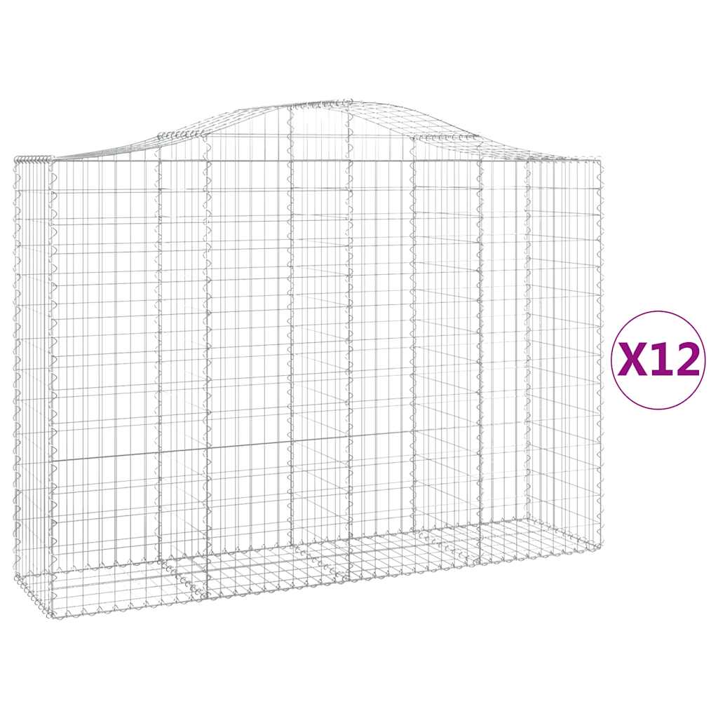 Gabionkurver buede 12 stk 200x50x140/160 cm galvanisert jern