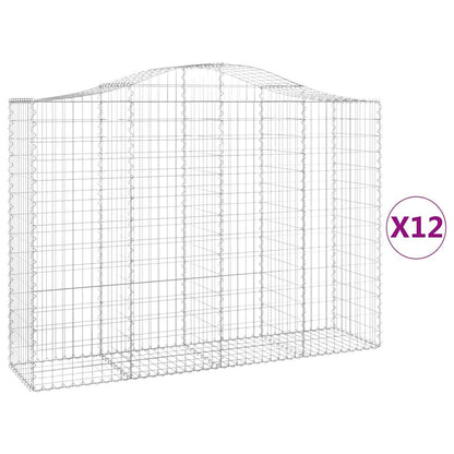 Gabionkurver buede 12 stk 200x50x140/160 cm galvanisert jern