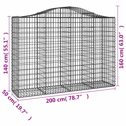 Gabionkurver buede 12 stk 200x50x140/160 cm galvanisert jern