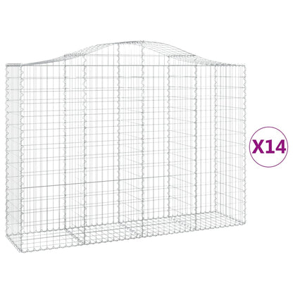Gabionkurver buede 14 stk 200x50x140/160 cm galvanisert jern