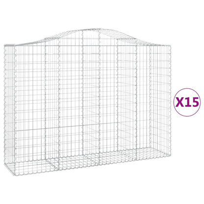 Gabionkurver buede 15 stk 200x50x140/160 cm galvanisert jern